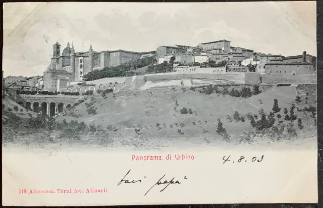 Cartolina Urbino - Panorama di Urbino - FP / Viaggiata 1903