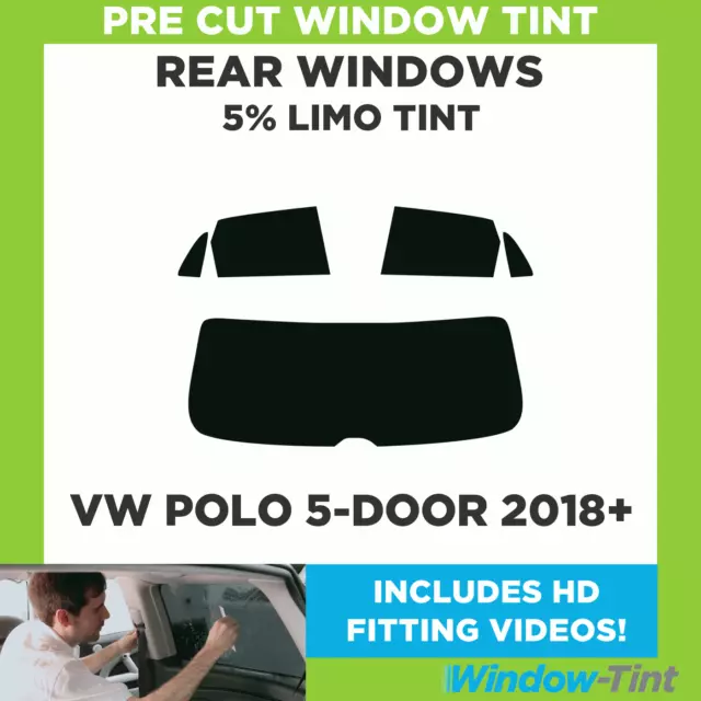 Pre Cut Window Tint for VW Polo 5-door Hatchback 2018+ 5% Limo Black Rear Film