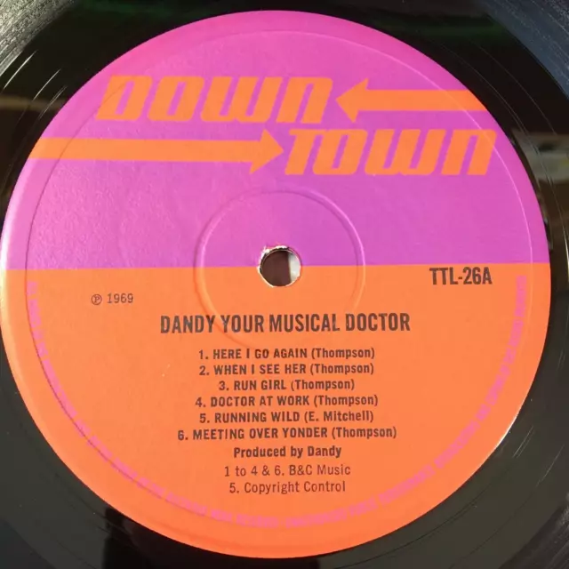 Dandy Your Musical Doctor 12'' Vinyl Album Down Town Records Ttl-26 1969 Reggae 3