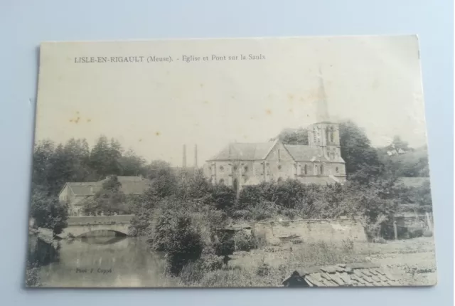 CPA - 55 - LISLE EN RIGAULT - Church and Bridge over the Saulx