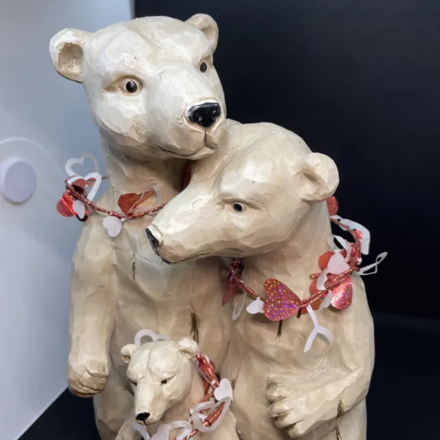Polar Bear Happy Family Wood Carved Look Resin