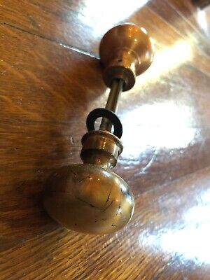 NH18 Vintage Pair Of Small Heavy Cast Brass Colonial Door Knobs With Shank