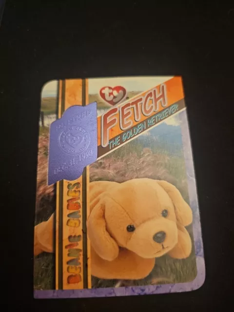 TY Beanie Babies Card - Series 4 Retired (PURPLE) - FETCH the Dog (#/7056)