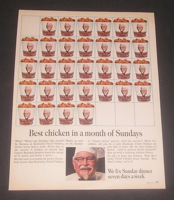 1967 KENTUCKY FRIED Chicken Print Ad Colonel Sanders Secret Recipe