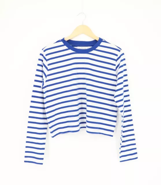 VELVET By Graham & Spencer Cory Stripe Jersey Tee Cobalt S $124 F1