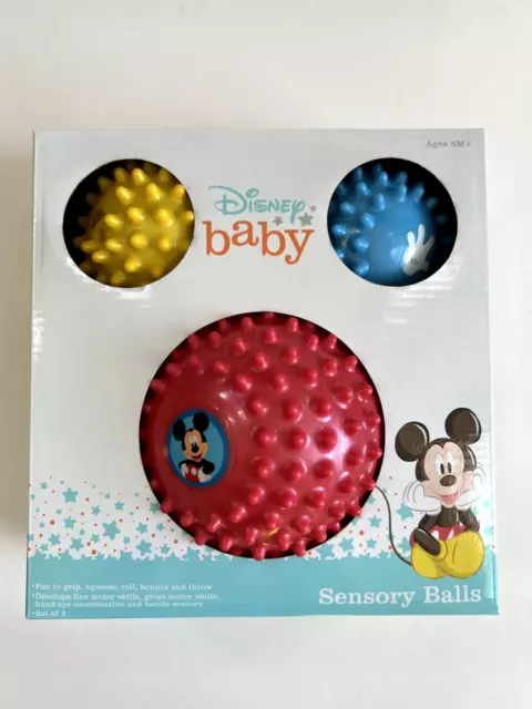Disney Baby Sensory Balls Motor Skills Grip Squeeze Roll Bounce Throw - Mickey