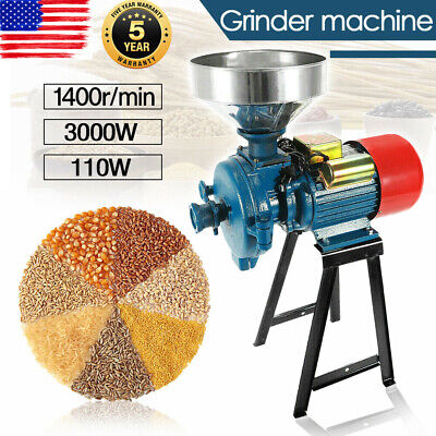 110V Electric Grinder Mill Grain Corn Wheat Feed/Flour Wet&Dry Cereal Machine