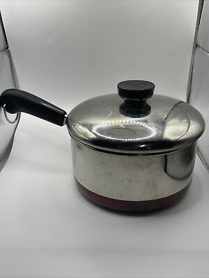 Vintage 1801 Revere Ware 1-1/2 Quart 1.5qt. Copper Bottom Sauce Pan Pot w/ Lid