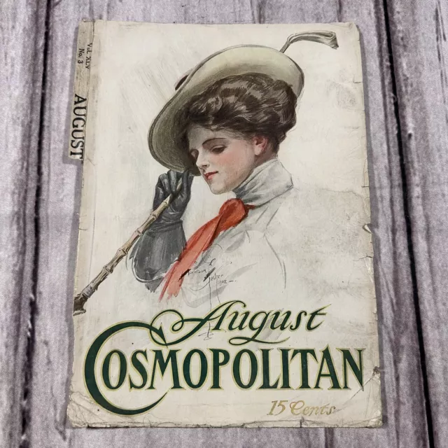 VTG Cosmopolitan Magazine August 1908 *COVER ONLY* 15 cents RARE Harrison Fisher