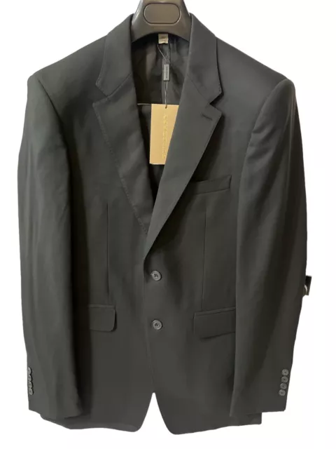 Burberry London Mens Designer 2 Piece Black Suit Millbank Abiyo Wool Sz 48R NEW