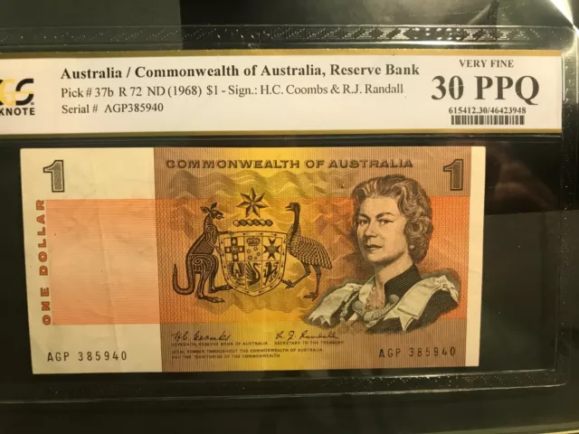 Australian Banknote: $1 Coombs / Randall 1968 