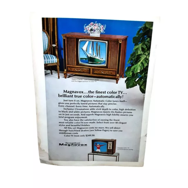 1968 Magnavox The Finest Color TV Original Magazine Ad Vintage television