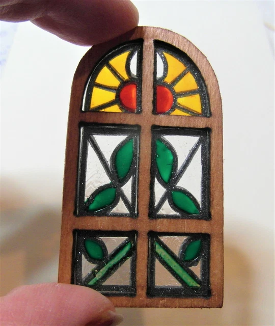 Original OOAK Mini Dollhouse BOHO Style Shabby Stained Glass Window N Woolmer