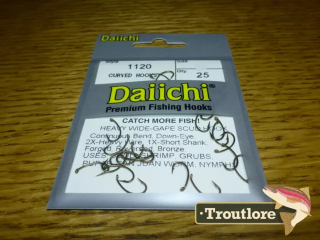 25 x DAIICHI 1120 #20 SCUD SHRIMP WORM HOOKS WIDE GAPE HEAVY NEW FLY TYING