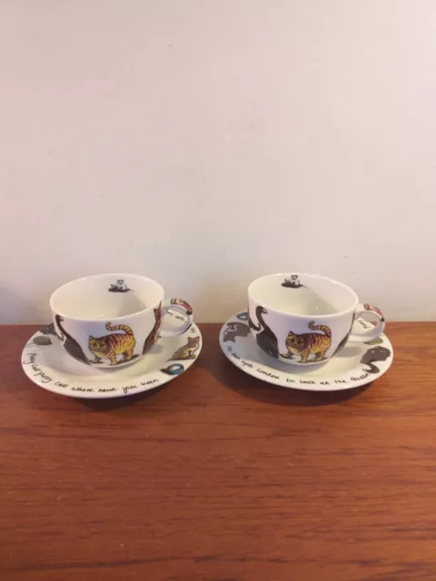 Paul Cardew Kit-tea Cats Cup And Saucers X 2, Limited edition