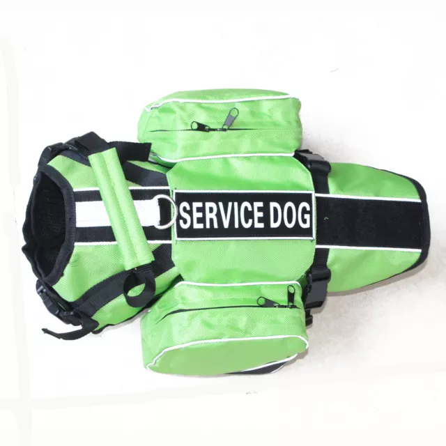 No Pull Service Dog Vest Harness Chest Plate Removable label Patches & Side Bag