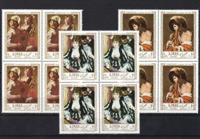 Ajman 209/14A+B 4er-Blocks+Bl. 21 postfr./mnh Gemälde paintings Michel 71 € -878