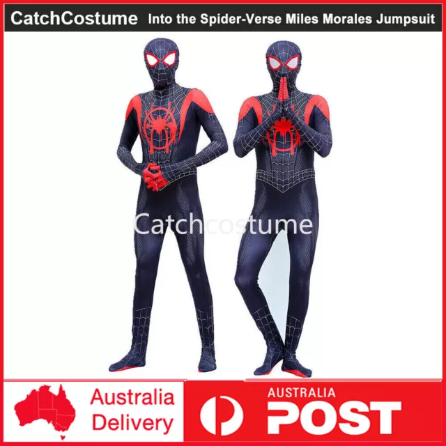 Adult Spider-Man Into the Spider-Verse Miles Morales Cosplay Costume Jumpsuit