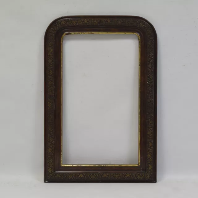 Cadre ancien circa 1900 en bois décoré cadre de miroir Feuillure: 53x31,5 cm 2