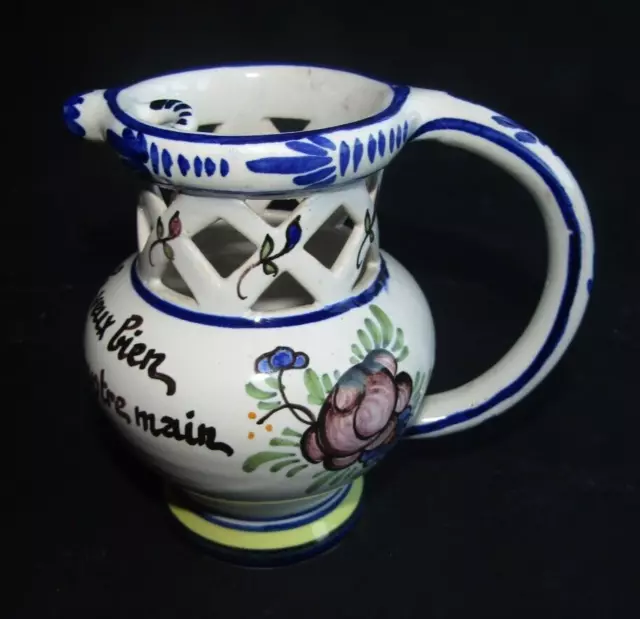 Petit pichet trompeur céramique faience malicorne Emile Tessier puzzle jug