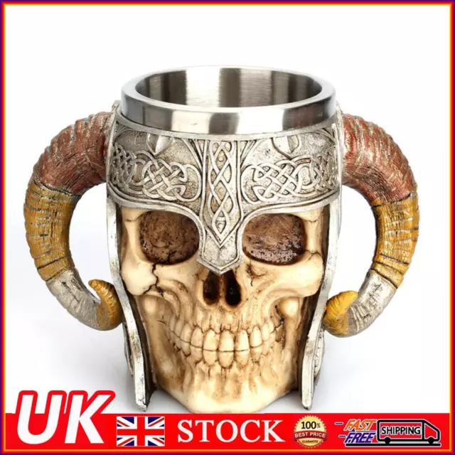 Stainless Steel 3D Drinking Cup Resin Skull Mug Beer Bar Drinkware Home Decor