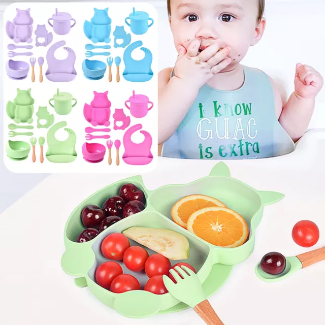 Childrens Infant Supplementary Food Training Sucker Bow Dining Plate 6PC/Set