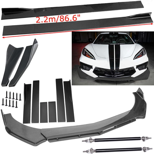 CARBON FIBER FRONT Bumper Lip Side Skirt/ Strut Rods For Chevy Corvette