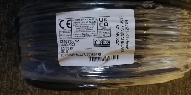 Solarkabel Solarleitung 6mm²,6mm2 Photovoltaik PV Kabel 100m