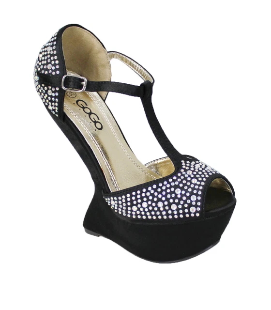 Sandales Chaussures Noir Femme Plateau Éscarpins'Diamants Strass Pointure De 35