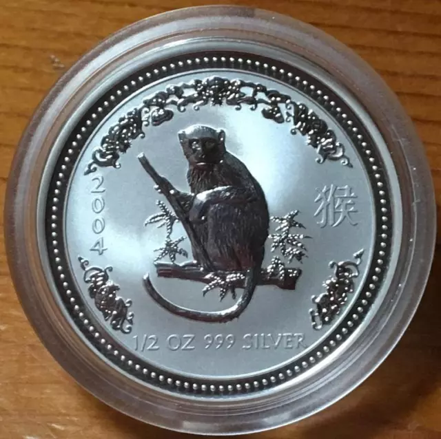 2004 50 CENT YEAR of the MONKEY..1/2 oz SILVER LUNAR COIN..SERIES ONE..SCARCE.