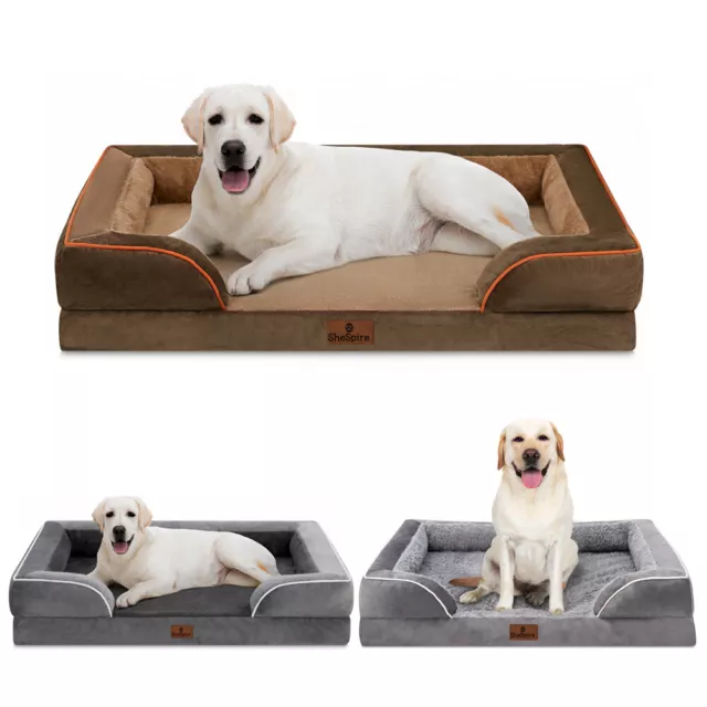 L/XL Dog Bed Orthopedic Memory Foam Waterproof Sofa with Removable Bolster Cover