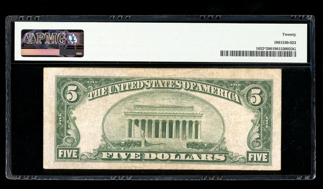 DBR 1934-B $5 Silver STAR Fr. 1652* Vinson PMG VF-20 Serial *11976722A 2