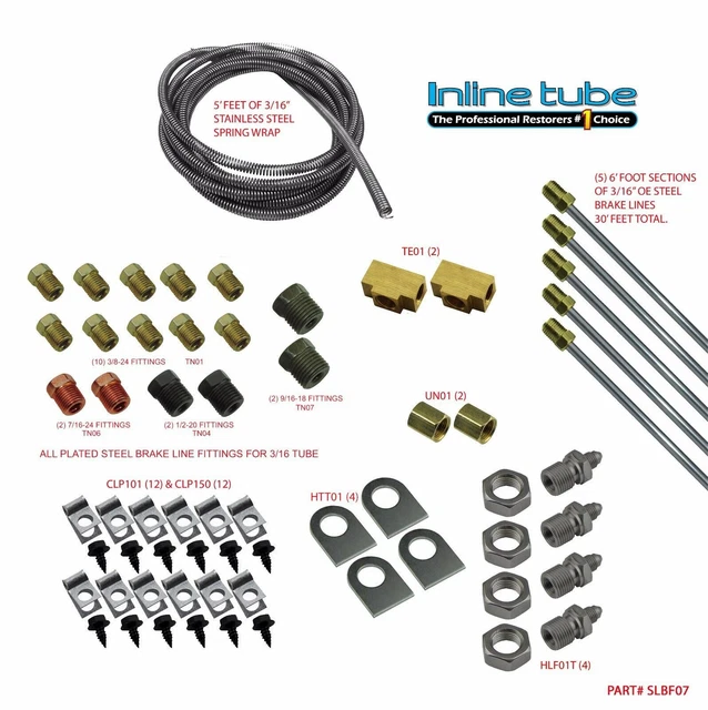 Streetrod Ratrod Hotrod Brake Line Set Oe Steel Ford 2 Fittings Tees Spring