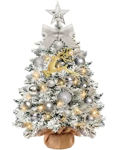 Sapin De Noël Artificiel 60cm Siebwin Avec Lumières Et Décorations - Idéal Pour Table Ou Bureau