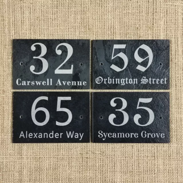 Personalised Slate House Number Engraved Door or Road Name Sign Plaque 15x10cm