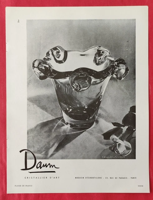 Publicité de presse: 1950 - Cristallerie d'Art DAUM- Crayon CRITERIUM Gilbert