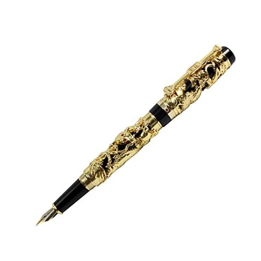 Jinhao 1200 Dragon D'Or Rouge Cristal Stylo Roller Avec Yeux - Élégance Et Fluidité