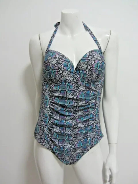 ASSETS Sara Blakely sz XL/14-16 lined halter push up swim costume EUC