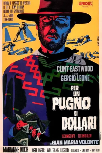 Poster Manifesto Locandina Cinema Stampa Vintage Film Per Un Pugno di Dollari