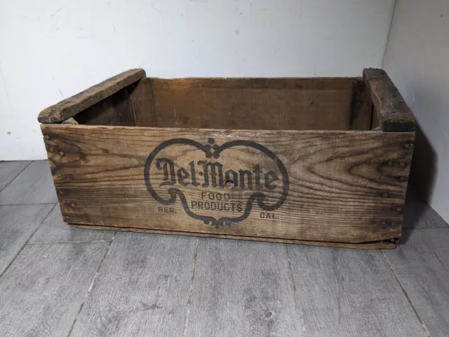 Vintage Del Monte Wood Crate Box Case Rustic Farmhouse Primitive