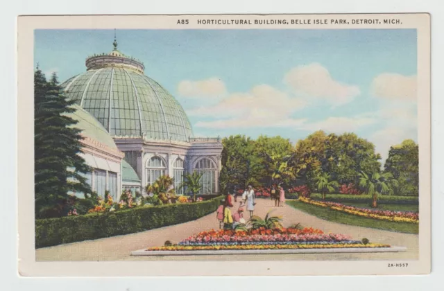 Detroit Michigan Postcard Belle Isle Park Horticultural Building Unused