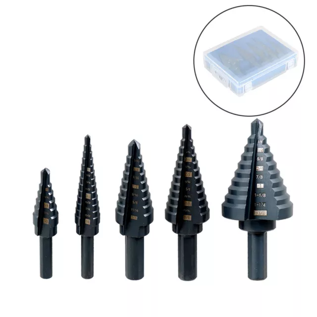 5Pcs Step Drill Bit M2 Multiple Hole 50 Sizes 1/8- 1-3/8" Set HSS Black Oxide