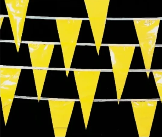 Mutual Industries OSHA Perimeter Pennant Flags, Yellow, 12X18X105 ft., - 1590...