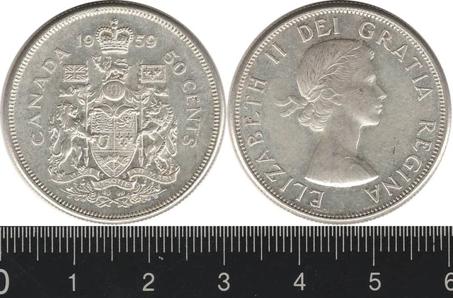 Canada: 1959 50 Cents QEII silver 50c