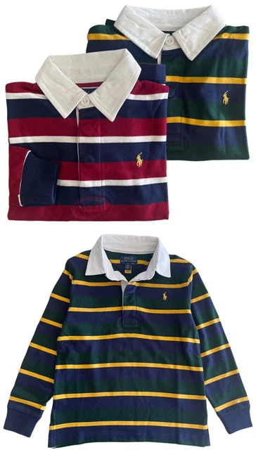 T-shirt rugby ragazzi Ex Ralph Lauren top a maniche lunghe 2 3 4 5 6 7 8 10 14 16 18