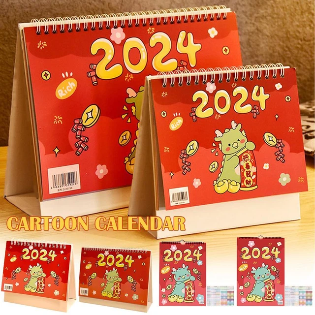 2024 NEW DRAGON Year Calendar Cute Mini Wall Calendar Cartoon Desktop