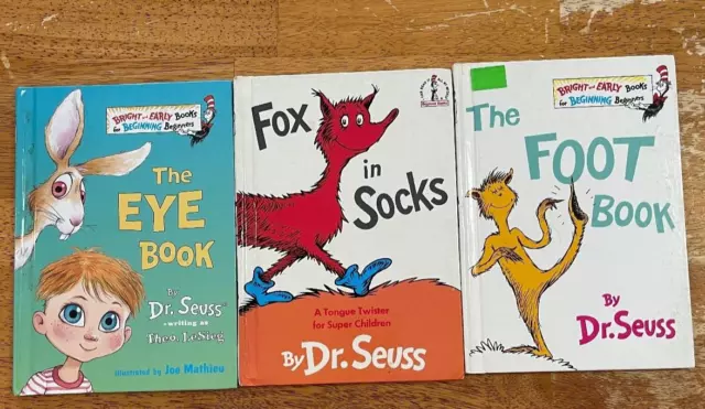 Lot of 3 Dr. Seuss Beginner Books Hardcover The Foot Book Fox in Socks The Eye B