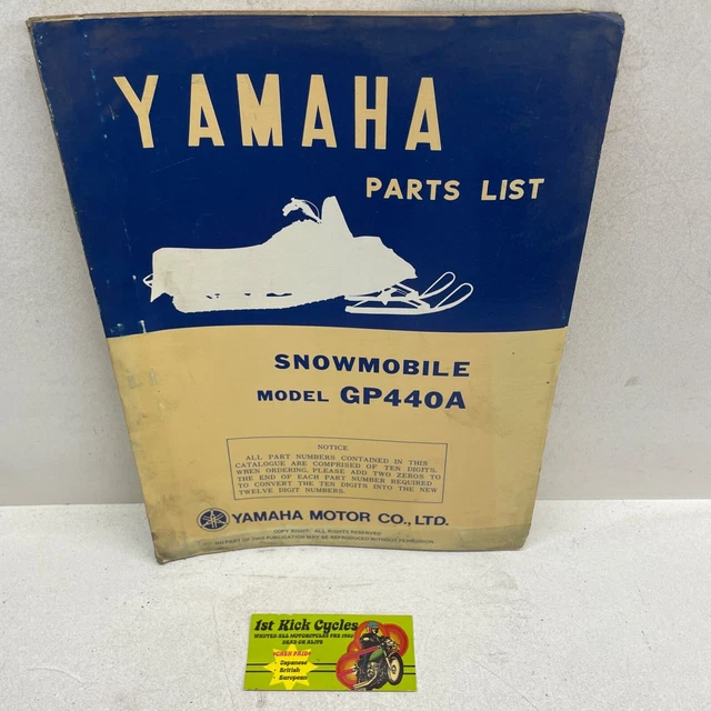 VINTAGE YAMAHA SNOWMOBILE Gp440A Parts List 1976 Manual 19.99 PicClick