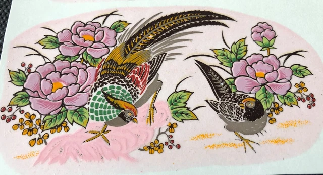 M57 - Calcomanía vintage esmaltado tobogán acuático - 3 pares de aves - 3,75"