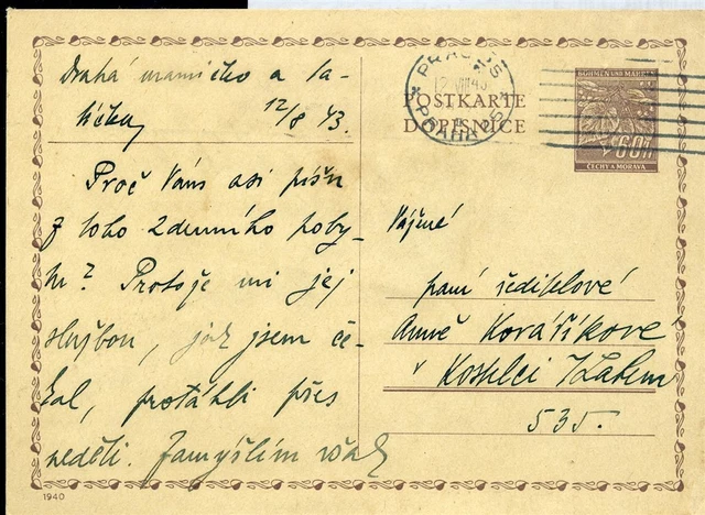 455264) Böhmen und Mähren GSK P9/01 aus Prag 1940, 45,-